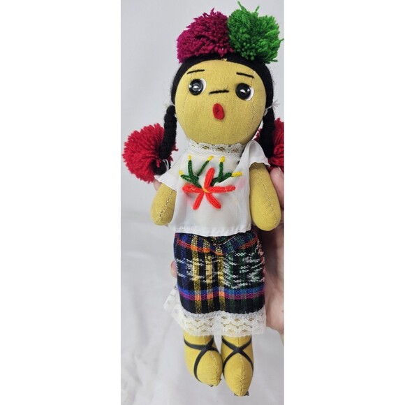 Vintage Lot Of 3 Handmade Guatamelan Worry Dolls 7"-10" Folk art - Picture 2 of 10
